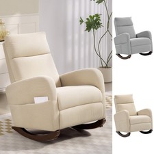 Upholstered Accent Armchair with Side Pockets & Solid Wood Legs