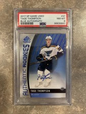 2017 SP Game Used Tage Thompson Blue Autograph PSA 8 Team USA Olympian