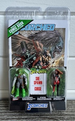 MCFARLANE Spawn Scorched Page Punchers She Spawn and Curse w/ Comic NEW