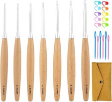 Beech Wood Crochet Hooks Set with Case,Ergonomic Handle Crochet Hooks Set 3.0...