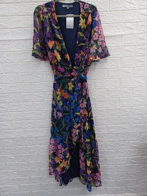 NEW Hope & Ivy Flutter Sleeve Maxi Wrap Dress With Tie In Purple Size 8 US  | eBay