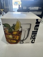 VINTAGE MACY'S "THE CELLAR" 4PCS 16.5oz ICED TEA BEVELED SMALL STEM BAR GLASSES