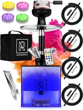 Chicha portable LED 4 tuyaux avec foyer silicone et sac transport noir