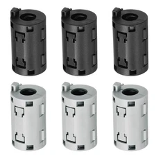 6 Pcs Ferrite Filter Ring Core Cable Clip ID 9mm with Ears, Black/Gray