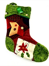 New 3D Fabric Christmas Stocking Retired 18" x 13.5" Bed Bath And Beyond Tag