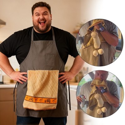 Funny Men's Chef Apron with Surprise Pocket, Novelty Kitchen Prank Gift One Size