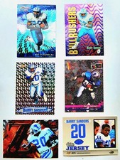 BARRY SANDERS INSERTS & GAME USED CARD LOT 1990s + 1989 mint rookie rc cards