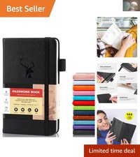 Password Management Book: Faux Leather with Bookmark  Pen Holder