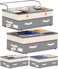 Dolicer 4 Pack Under Bed Storage with Wheels, 6in-10in Height Adjustable Unde...