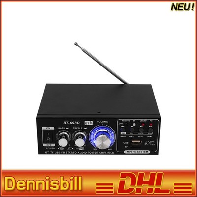 Schwarz Bluetooth Verstärker HiFi Stereo Amplifier 2 Kanal Mini Audio Verstärker