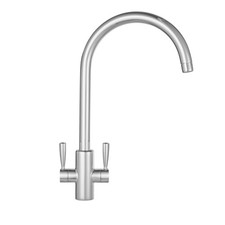 Franke Ascona Silk Steel Swan Neck Kitchen Tap Twin Lever Swivel Spout