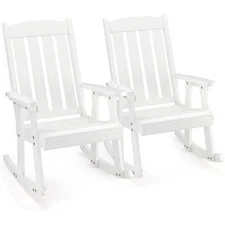 Outdoor rocking chair set of 2, heavy duty 600 lbs wooden rocking chai