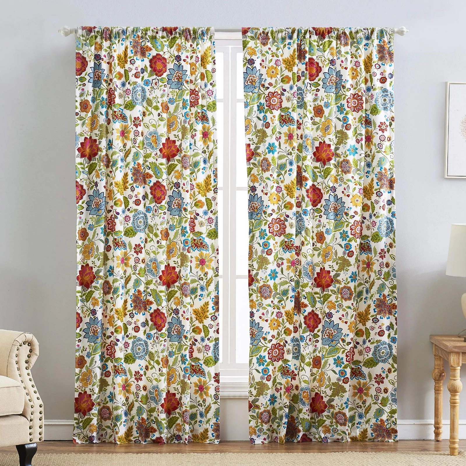 Greenland Home Astoria Semi-Sheer Curtain Panels, Set of 2, Lined, with Tieba...