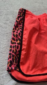 PINK Victoria's Secret Athletic Shorts Leopard Trim Orange Pink 