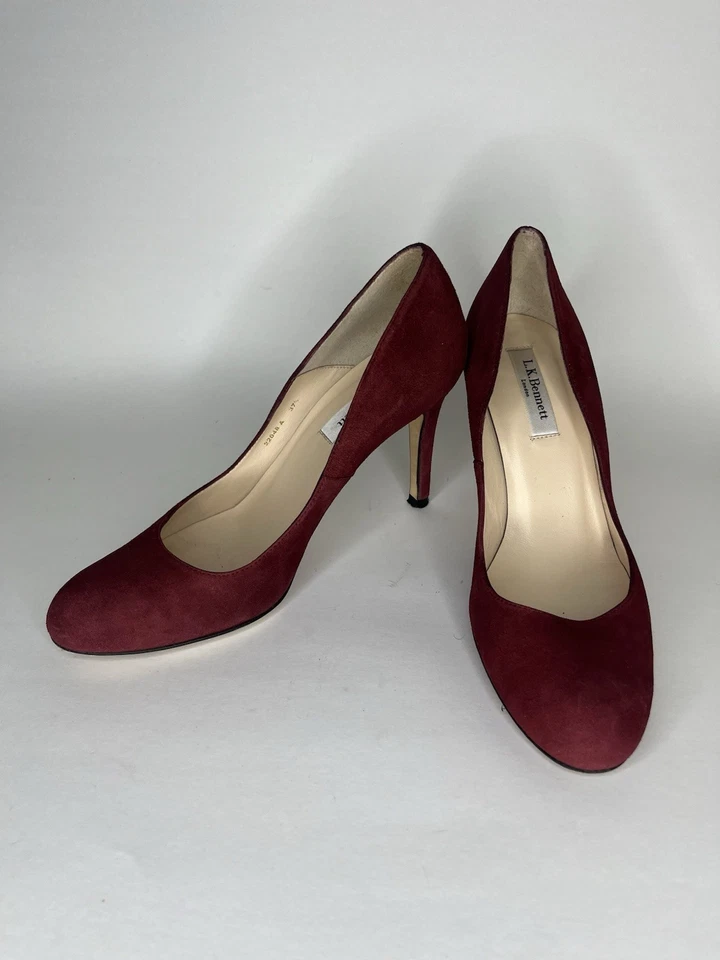 Zapatos de salón para mujer LK Bennett London talla 37,5 EE. UU. 6,5 granate gamuza Foto 2 de 4