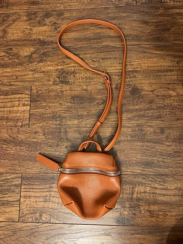 KARA New York Orange Mini Leather Crossbody Zipper Purse Bag RARE Sample