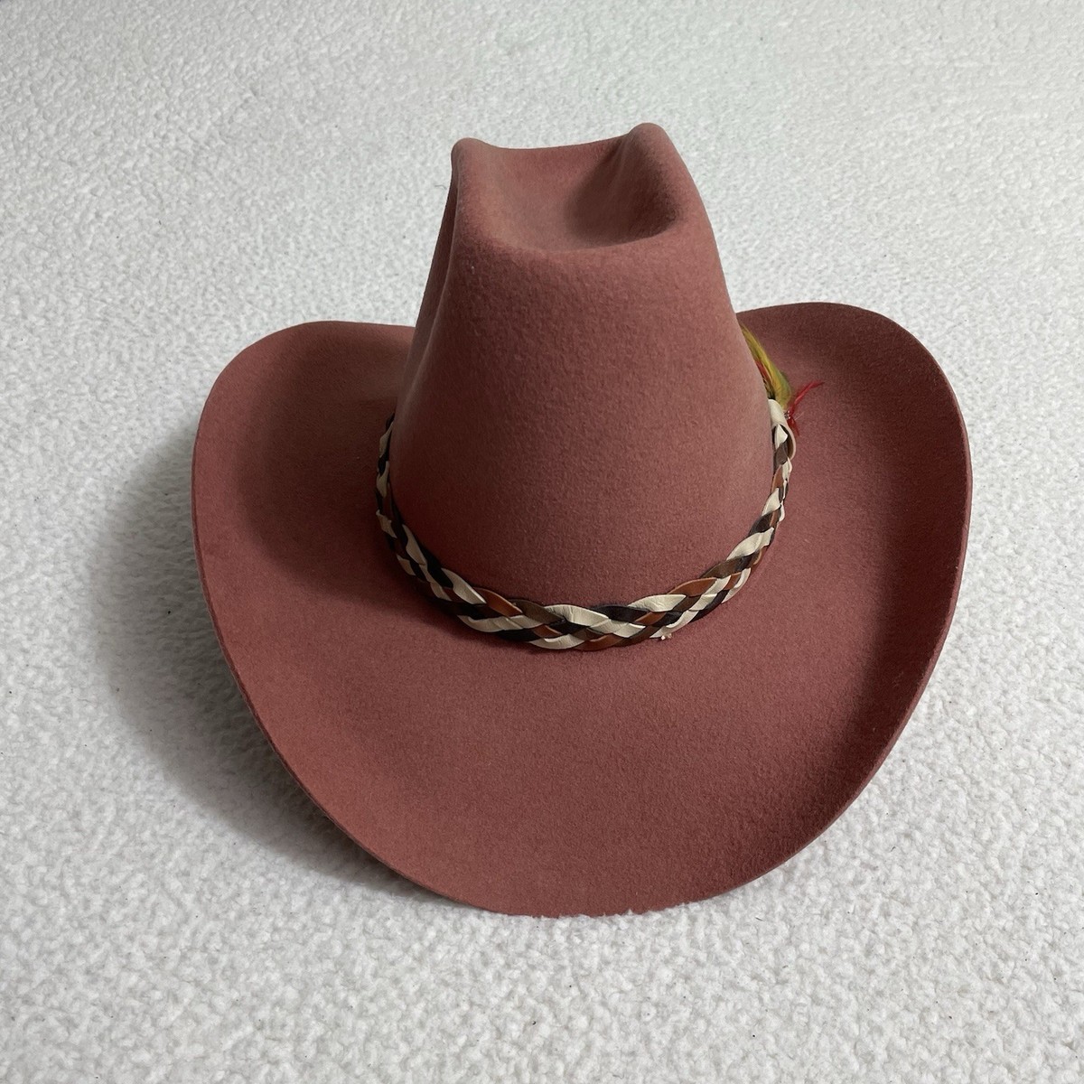 Smithbilt Futura Fur Felt Cowboy Hat Brown Feathers Tall Calgary