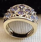 Sterling Silver (.925) Gold Plated Ring with Lab Created Blue & Purple Stones — photo 2