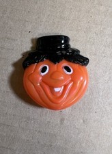 Vintage 1970s Halloween Scarecrow Face Pumpkin Noisemaker Clicker