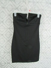 Forever 21 Strapless Dress Size S Black V Front Back Zipper Short Party