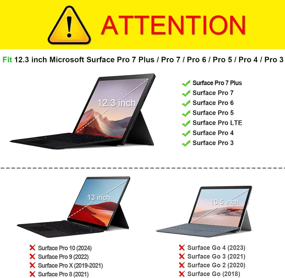 Case for 12.3'' Microsoft Surface Pro 7 Plus/7 6 5 4 3 Portfolio Business Cover - Image 2 of 4