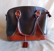 Dasein Black Brown Imitation Leather Purse Decorative Zippers No Shoulder Strap
