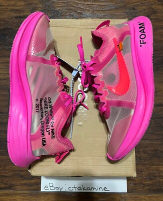 Nike X Off-White Zoom Fly Tulip Pink US Men s Size 8 / Womens 9.5 Used AUTHENTIC