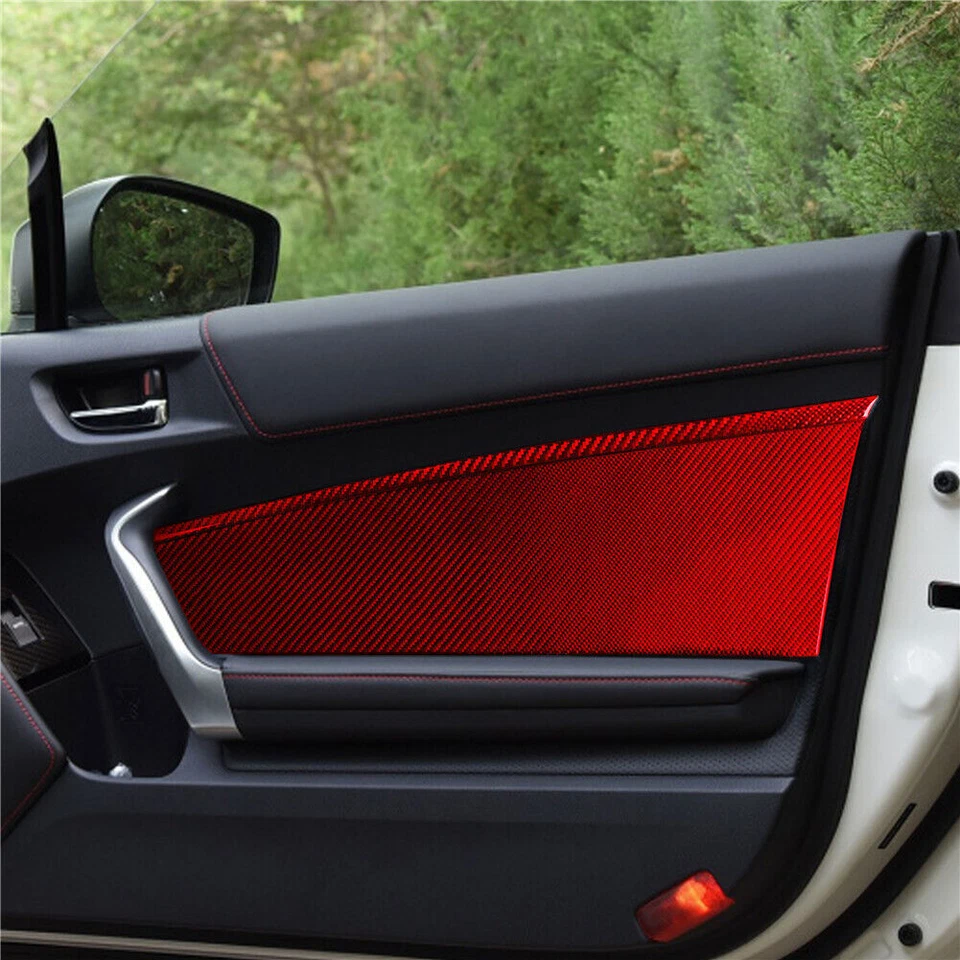 Red Carbon Fiber Interior Door Panel Cover Trim For Toyota 86 Subaru BRZ 2013-Up - Image 4 of 4