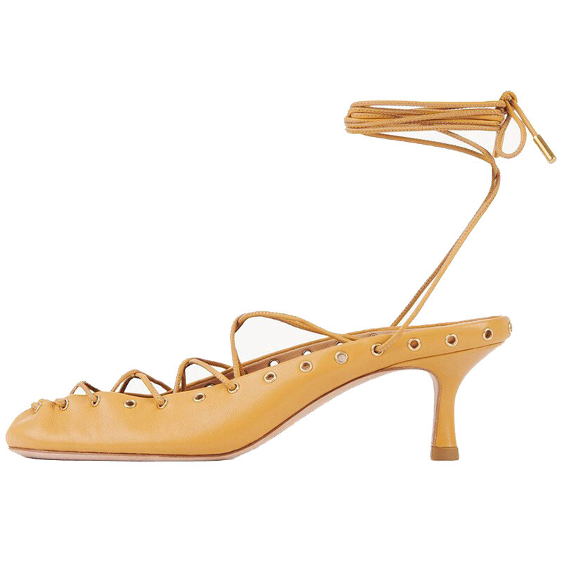 PANTOFOLA D’ORO Sandali da ballo donna punta tonda cravatta incrociata misura grande tacco medio ciabatte romane