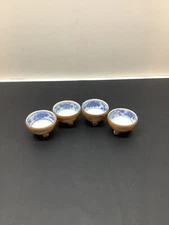 Antique Royal Nippon set of 4 orange lusterware open salt cellars footed EUC