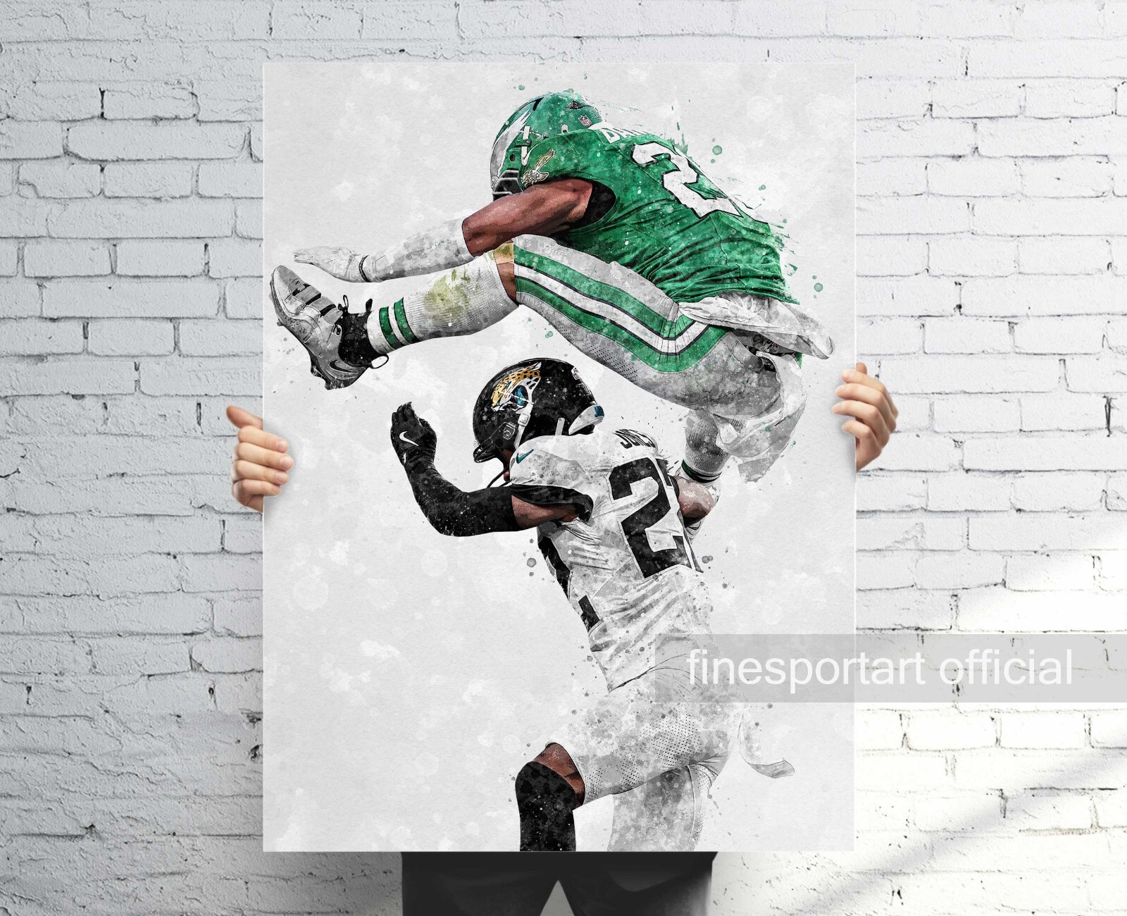 Saquon Barkley Hurdle Poster, Canvas, Football print, Sports wall art