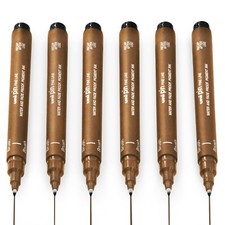 Uni Pin Fineliner Drawing Pen Sepia Ink Brush Nib Pack of 6