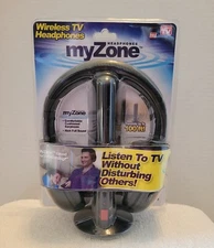 Wireless MyZone TV Headphones Battery Powered NEW! Free Shipping!