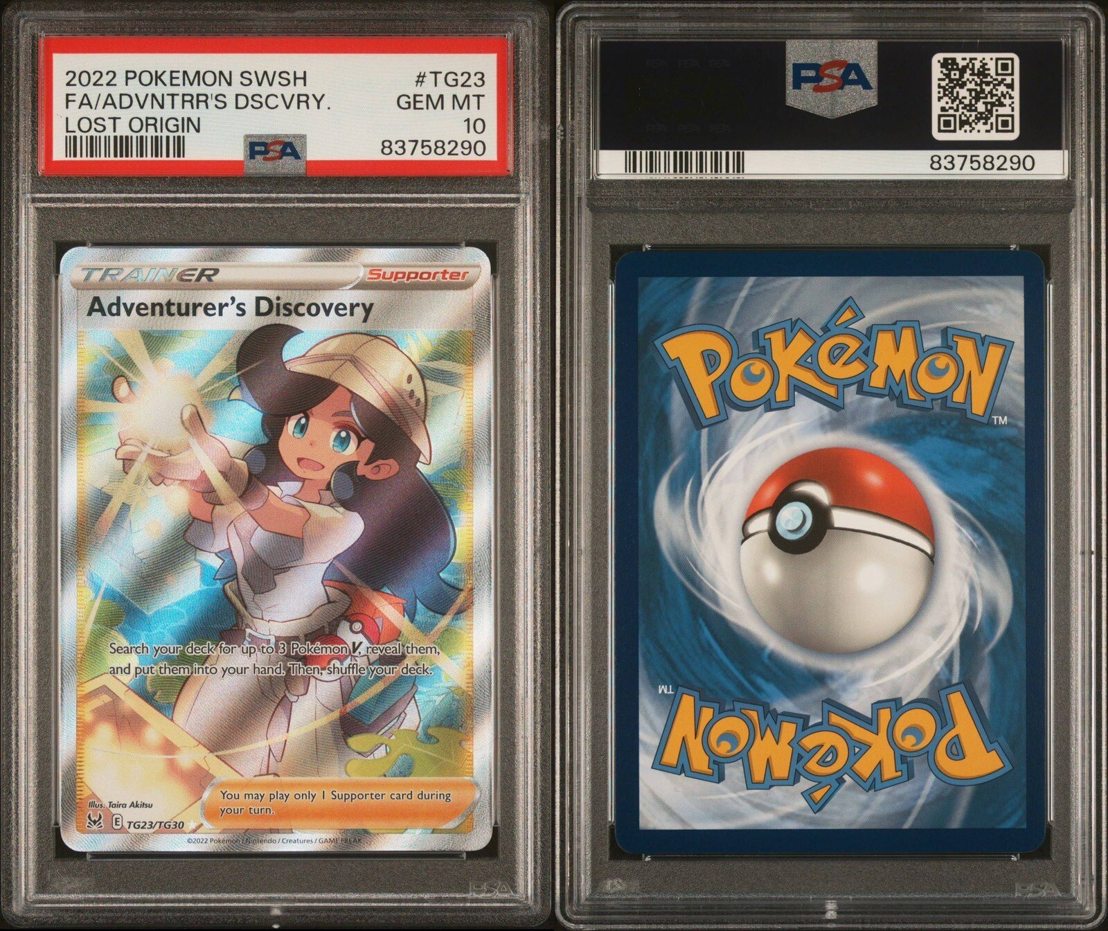 PSA 10 Gem Mint Pokemon Lost Origin Adventurer's Discovery Full Art TG23 eBay
