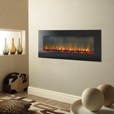 Wall Mounted Electric Fireplace 56 In Modern Minimalist Remote