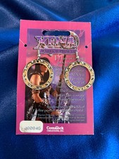 SUPER RARE boucles d'oreilles vintage Comstock Creations étain Xena chakram doré