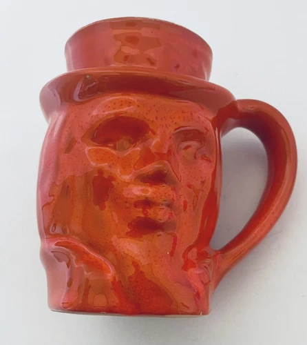 Frankoma Art Pottery Uncle Sam toby Coffee Mug Red Orange Bicentennial 1976