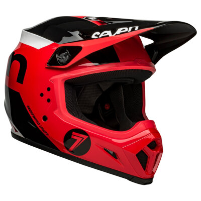 BELL MX-9 HELMET MIPS MOTOCROSS SEVEN PHASHER BLACK RED 100% Roll