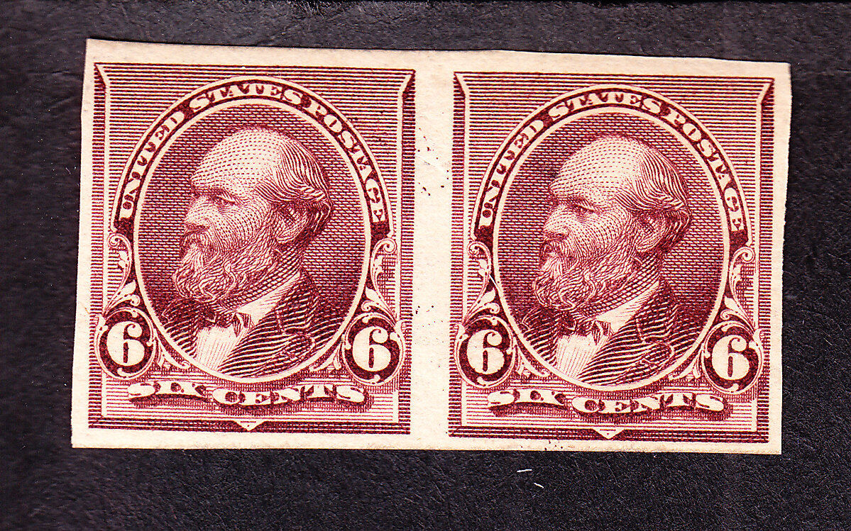 US 224P5 6c Garfield Pair Proof on Stamp Paper F-VF OG H SCV $22