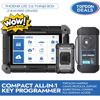 TOPDON Phoenix LITE 3 & T-ninja Box Universal PRO Car Diagnostic Tool Key Coding