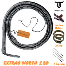 Frusta toro in pelle di canguro nera in 16 trecce intreccia frusta forte per crepe