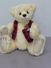 14" Plush Artist Bear, Jointed, Super Soft & Cute Holiday White 