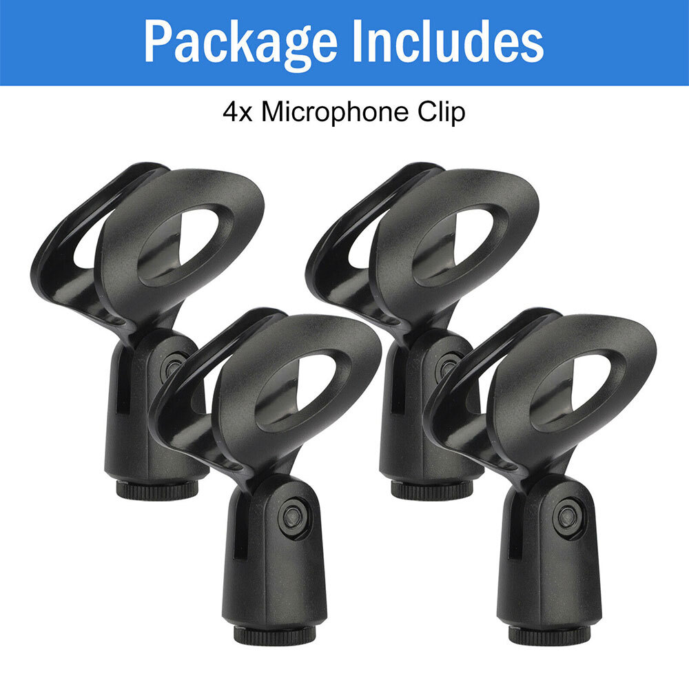 4x Flexible Microphone Clip Holder Mount Mic Stand Clamp Accessory Plastic Black eBay