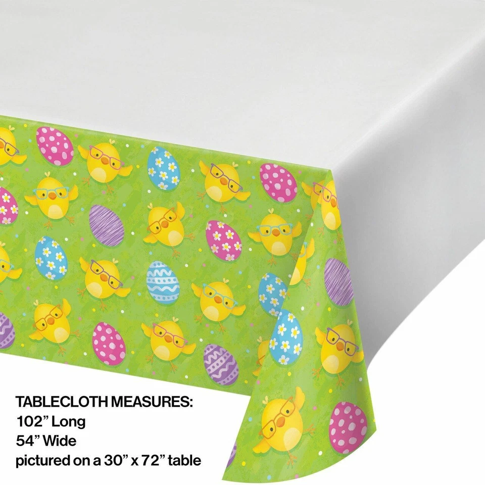 Happy Easter Eggs Chicks Tablecover Tablecloth Plastic 54 x 102 Border Print - Image 3 of 3