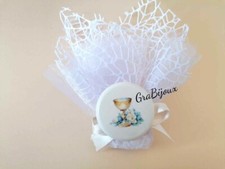 Bomboniera sacchettino comunione battesimo bimbo/a calamita completa