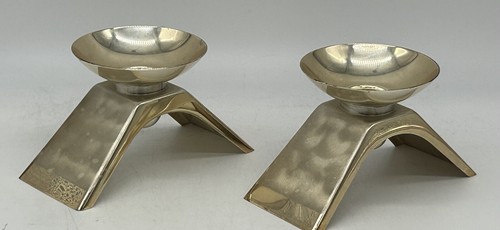 Vintage Mid Century WMF Kora Silverplate Candle Holders, MCM, Pair - Picture 1 of 10