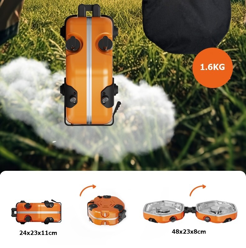 Outdoor Camping 2300W Foldable Gas Stove With Two-Burner Heads