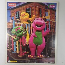 Vintage Playskool 10 Piece Wood Puzzle BARNEY Baby Bop  BJ 1997 324-05