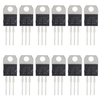 12Pcs L7805CV IC Positive Voltage Regulator Output 5V 1.5A L7805 Three-Termin...