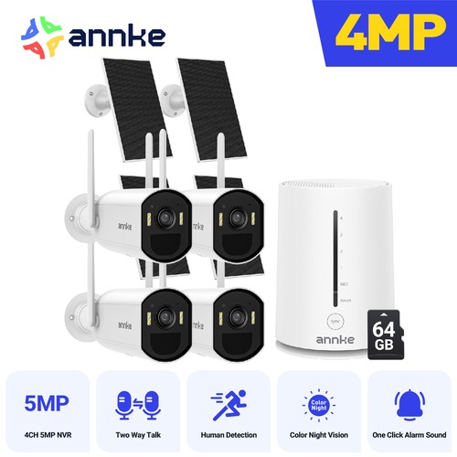 ANNKE Wireless 4MP Color Night Security Camera System Solar Power Two Way Audio - Picture 15 of 20